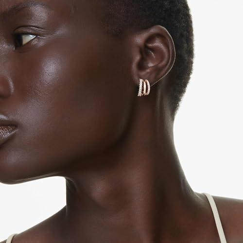 Hyperbola Hoop Earrings, Mixed Cuts, Mini, Clear, Rose Gold-Tone Finished - Image 6