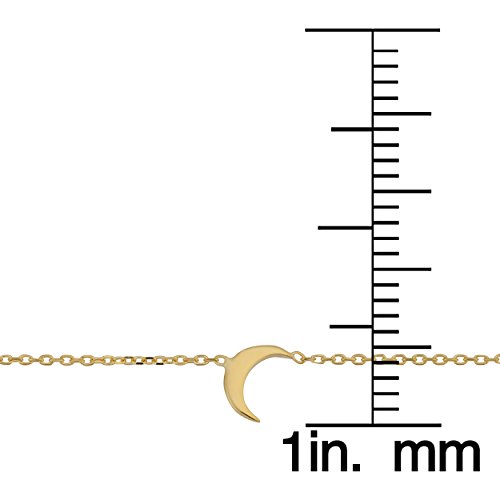 14k Yellow Gold Crescent Moon Adjustable Length Anklet (fits 9 or 10 inch) - Image 4