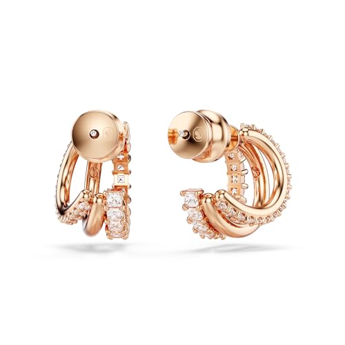 Hyperbola Hoop Earrings, Mixed Cuts, Mini, Clear, Rose Gold-Tone Finished - Image 5